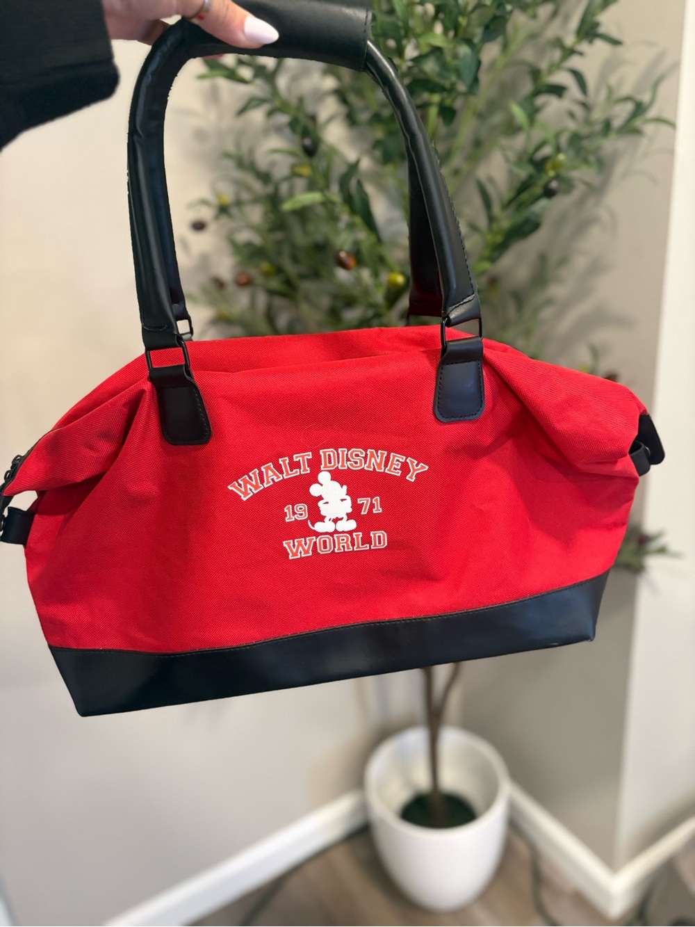 Disney Red Canvas Shoulder Bag with Black Trim
